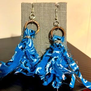 Blue bandanna earrings